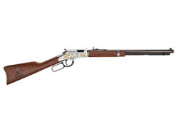 Henry H004 Lever Action Rifle, 22LR, 20" Octagon Barrel, Silver Marine Corp 250th Year, New.