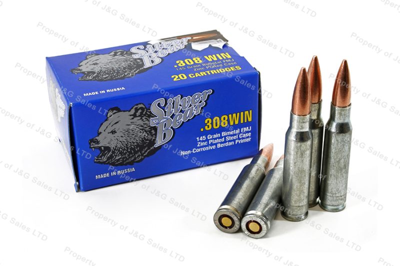 308 Silver Bear 145gr FMJ Ammo, 500rds. – J&G Sales