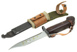 AK-47 Romanian Bayonet, Type 1, Complete With Scabbard, Frog, and Strap, VG, Used.