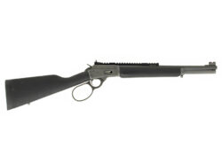 Marlin 1894 Lever Action Rifle, 44 Magnum, 16" Barrel, Custom Wild West Parkerized Finish, Black Stock, VG+, Used.