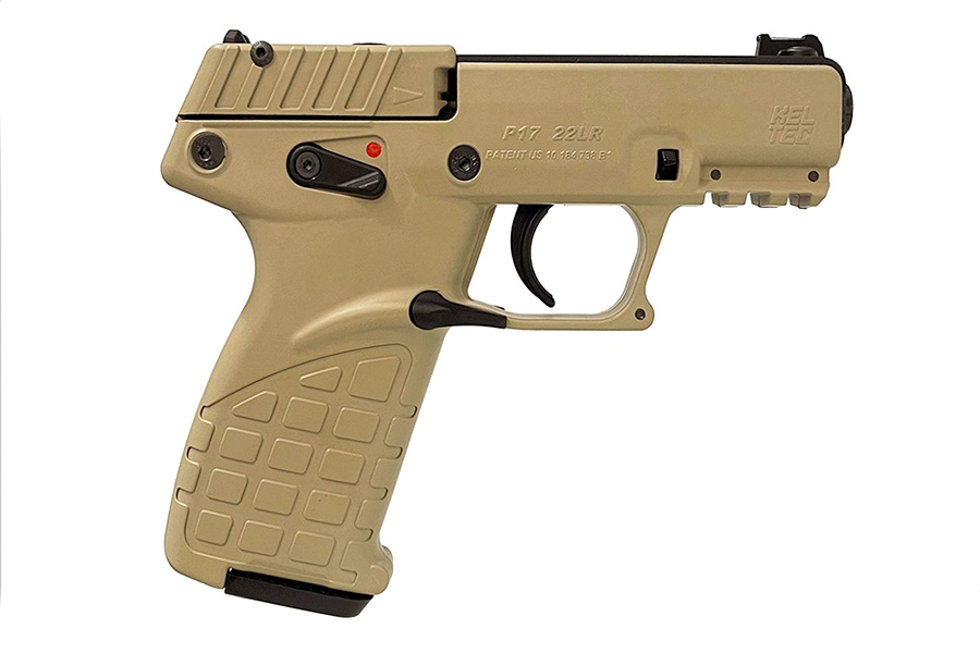 Kel-Tec P17 Semi Auto Pistol, 22LR, 3.8″ Threaded Barrel, FDE Tan 